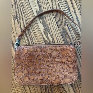 Donald J. Pliner Brown Croc-Embossed Wristlet